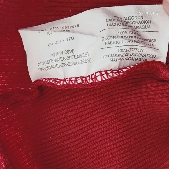 Just My Size Womans Red Tank with Lace Detail 2X - Picture 3 of 8